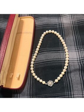 Akoya Pearl Necklace with Silver Clasp Made in Japan / Japanese Pearl